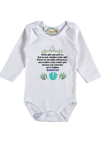 Iyi Ki Doğdun Babacım Yazılı Bebek Zıbını Tasarım1