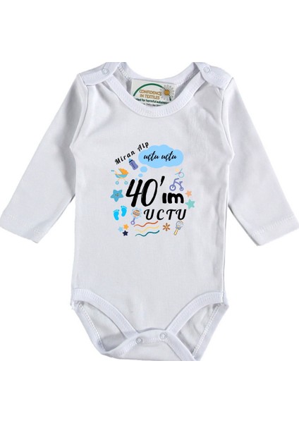 40 Günlük Oldum Yazılı Erkek Bebek Zıbını