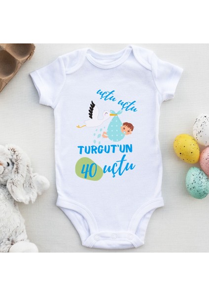 Uçtu Uçtu 40'ı Uçtu Yazılı Erkek Bebek Zıbın