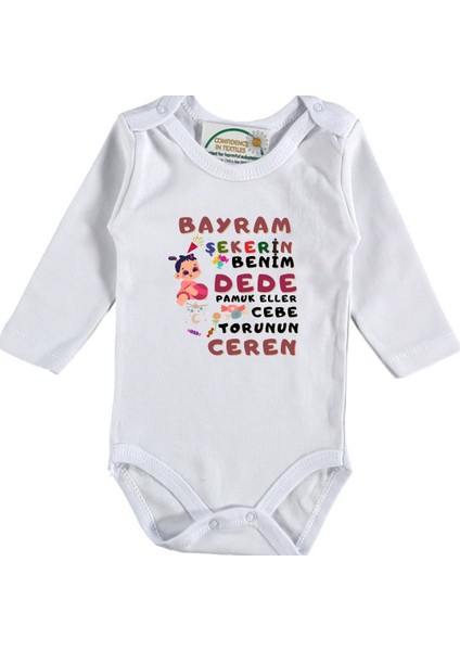 Baskılı Bebek Zıbın Bayram Şekeri Benim Dede Kız Torun