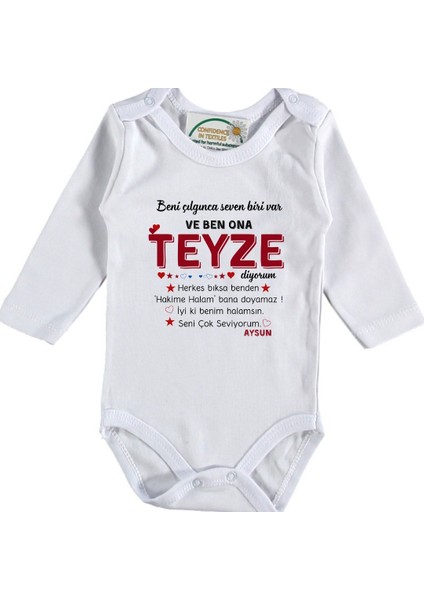 Beni Çılgınca Seven Biri Var ve Ben Ona Teyze Diyorum Yazılı Kız Bebek Zıbın