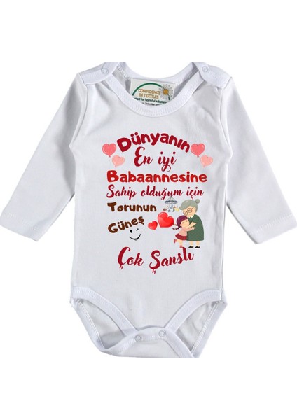 Dünyanın En Iyi Anneannesine Sahip Olduğum Için Çok Şanslıyım Yazılı Kız Bebek Zıbın