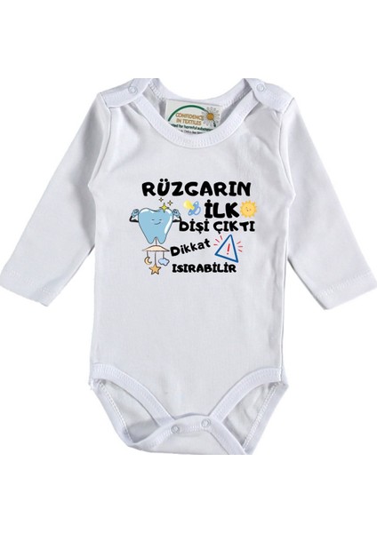 Ilk Dişi Çıktı Dikkat Isırabilir Yazılı Erkek Bebek Zıbın