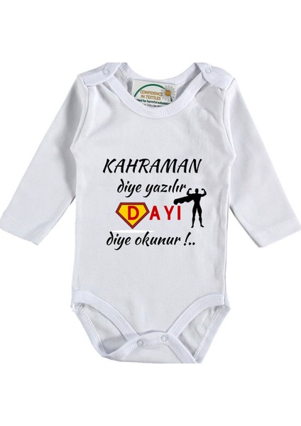 Kahraman Diye Yazılır Dayı Diye Okunur Yazılı Bebek Zıbın