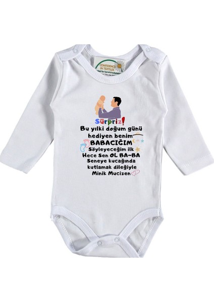 Sürpriz Bu Sene Doğum Günü Hediyesi Benim Baba Yazılı Bebek Zıbını