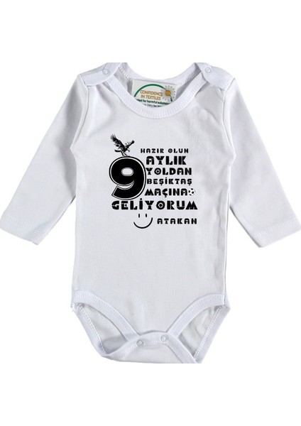 Hazır Olun Aylık Yoldan Maçıına Geliyorum Yazılı Bebek Zıbın Tasarımı
