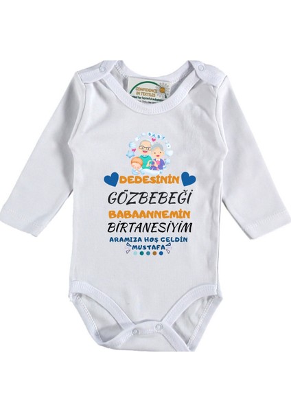 Dedemin Gözbebeği Babaannemin Birtanesiyim Yazılı Erkek Bebek Zıbın