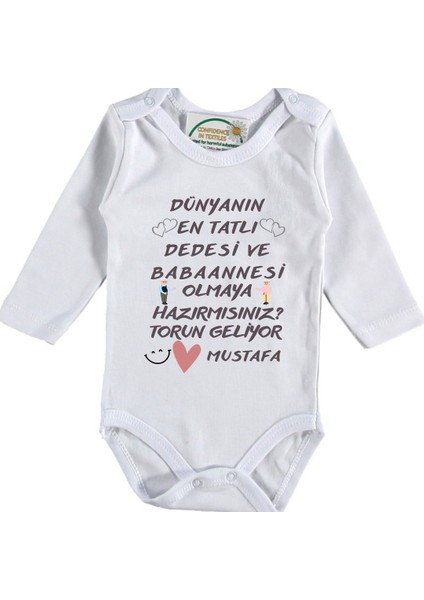 Dünyanın En Tatlı Dedesi ve Babaannesi Olmaya Hazırmısınız Yazılı Bebek Zıbın