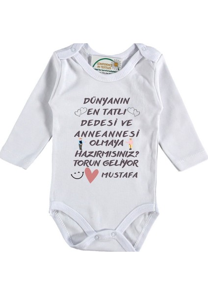 Dünyanın En Tatlı Dedesi ve Anneannesi Olmaya Hazırmısınız Yazılı Bebek Zıbın
