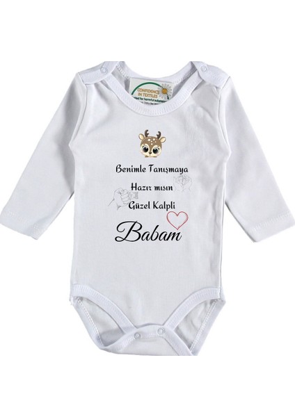 Benimle Tanışmaya Hazır Mısın Baba Yazılı Bebek Zıbın