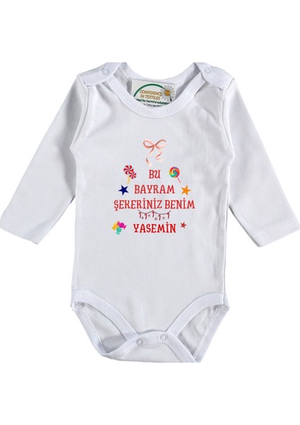 Bu Bayram Şekeri Benim Yazılı Kız Bebek Zıbın