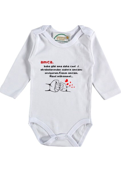 Amca Baba Gibi Ama Daha Cool Yazılı Bebek Zıbın