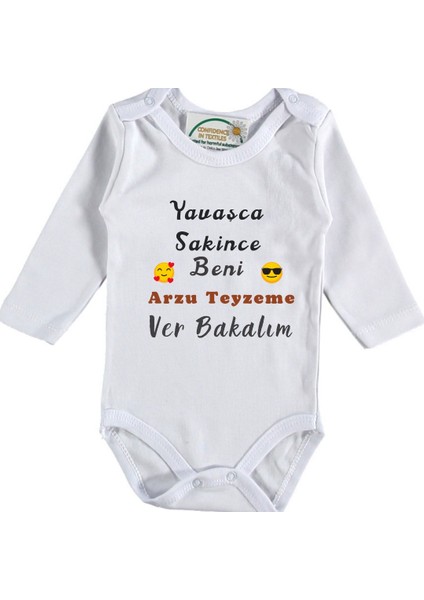Yavaşça Sakince Beni Teyzeme Ver Yazılı Bebek Zıbın