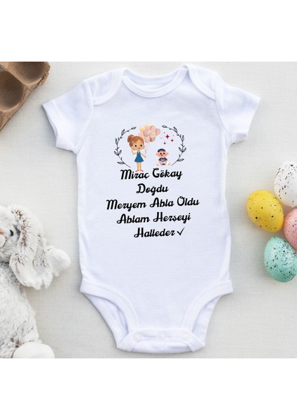 Bebek Doğdu Abla Oldu Yazılı Bebek Zıbın Tasarımı