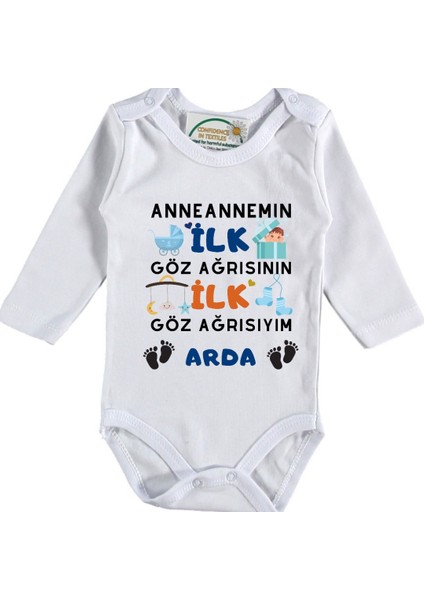 Anneannem Ilk Göz Ağrısının Ilk Göz Arısıyım Yazılı Erkek Bebek Zıbın