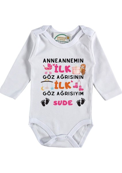 Anneannem Ilk Göz Ağrısının Ilk Göz Arısıyım Yazılı Kız Bebek Zıbın