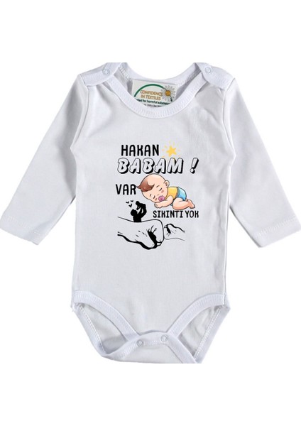 Babam Var Sıkını Yok Yazılı Erkek Bebek Zıbın