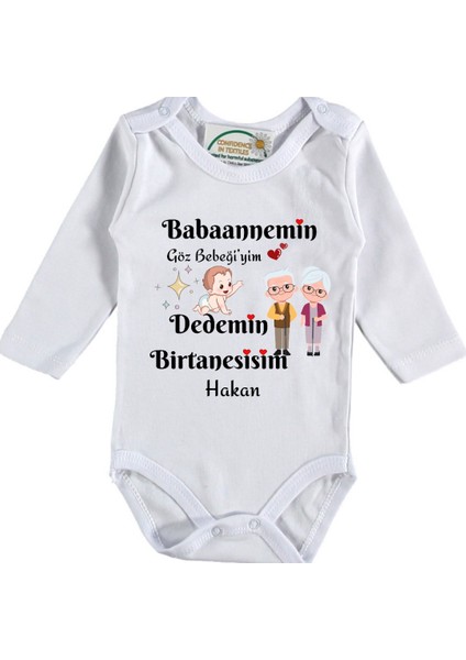 Anneanne - Babaannemin Göz Bebeğim Dedemin Bir Tanesiyim Yazılı Bebek Zıbın