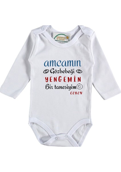 Amcamın Göz Bebeyim Yengemin Bir Tanesiyim Yazılı Bebek Zıbın