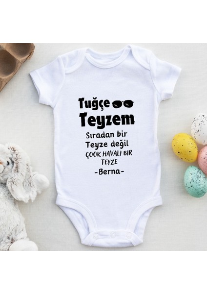 Benim Teyzem Sıradan Bir Teyze Değil Çok Havalı Bir Teyze Yazılı Erkek Bebek Zıbın