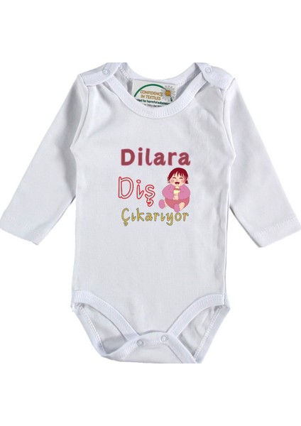 Diş Çıkarıyor Yazılı Kız Bebek Zıbın