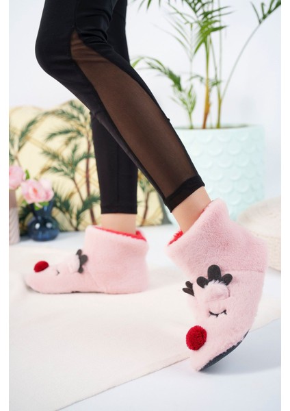Kadın Geyik Figürlü Ev Botu Panduf Anne Çocuk Yumuşak Rahat Sessiz Taban Ev Ayakkabısı modelleri