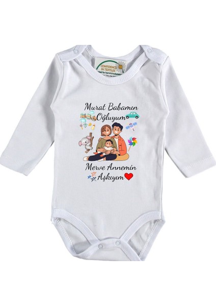 Babamın Oğluyum Annemin Aşkıyım Yazılı Bebek Zıbın
