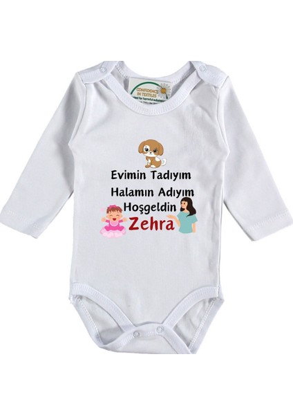 Evimin Tadıyım Teyzemin Adıyım Yazılı Bebek Zıbın