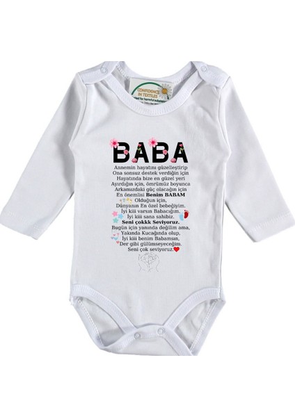 Babaya Bebekten Mesaj Yazılı Bebek Zıbın