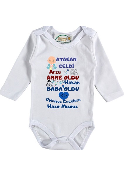 Uykusuz Gecelere Hazırmısınız Yazılı Erkek Bebek Zıbın