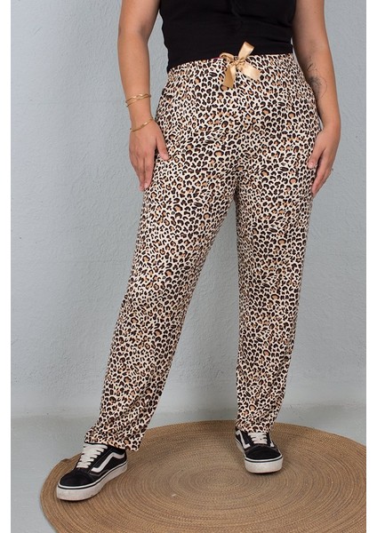 Büyük Beden Penye Yumuşak Paamuklu Pijama Altı Leopar modelleri