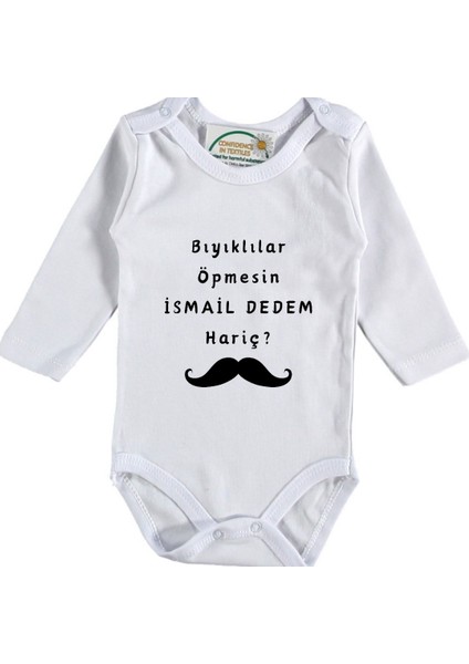 Bıyıklılar Öpmesin Dedem Hariç Yazılı Bebek Zıbın