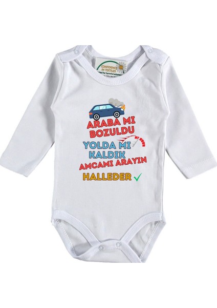 Araba Mı Bozuldu Amcam Halleder Yazılı Bebek Zıbın