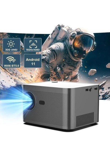 HY350 Gri Taşınabilir Sinema Projektörü 4K 1080P Ev Sineması Bluetooth Android Akıllı Projeksiyon Wifi