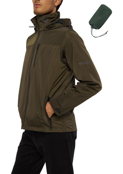 Erkek Individual 3D Astarlı Kapüşon Yakada Gizli Taşınabilir Çantalı Rüzgarlık Yağmurluk