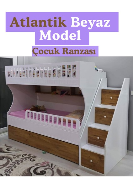 Atlantik Beyaz Model Çocuk Ranzası