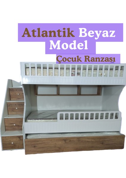 Atlantik Beyaz Model Çocuk Ranzası