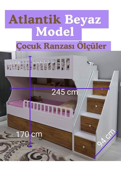 Atlantik Beyaz Model Çocuk Ranzası