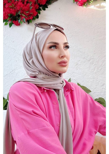 Shawl Kadın Bej Çıtçıtlı Hazır Şal