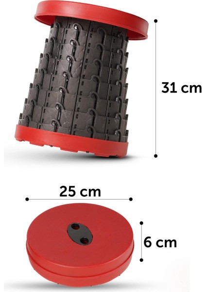 Teleskopik Tabure Güvenli Sağlam Kaymaz 30 cm Yükseklik Max 110 kg