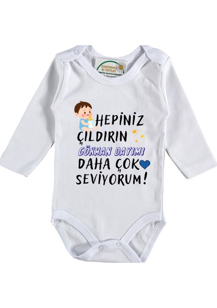 Hepiniz Çıldırın Dayımı - Amcamı Daha Çok Seviyorum Yazılı Erkek Bebek Zıbın