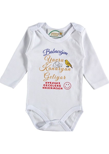 Kişiye Özel Bebek Zıbın Babacım Yavru Kanarya Geliyor