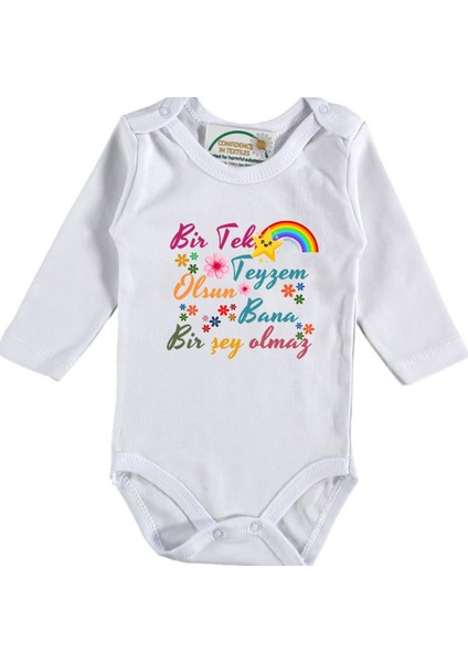 Bir Tek Teyzem Olsun Bana Bir Şey Olmaz Yazılı Bebek Zıbın