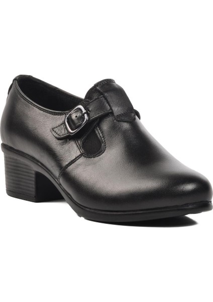 ROAD318 Ortopedik Deri Siyah Kadın Günlük Ayakkabı