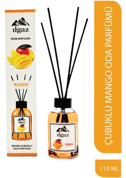 Reed Dıffuser 110 ml Mango Oda Kokusu Tropikal Oda Parfümü Bambu Çubuklu Oda Kokusu