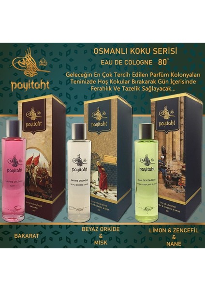 Osmanlı Koku Serisi Beyaz Orkide & Misk Eau De Cologne Cam Kalıcı Parfümlü Kolonya Cam Şişe 200 ml