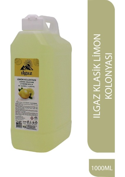 Klasik Limon Kolonyası 1000 ml 80 Derece Huni Kapaklı Bidon Limon Kolonya