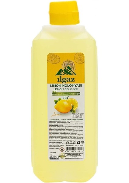 Klasik Limon Kolonyası 1000 ml 80 Derece Huni Kapaklı Bidon Limon Kolonya