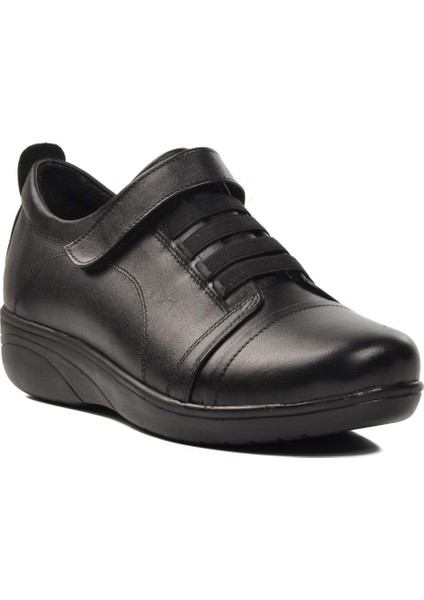 ROAD240 Siyah Deri Kadın Günlük Ayakkabı