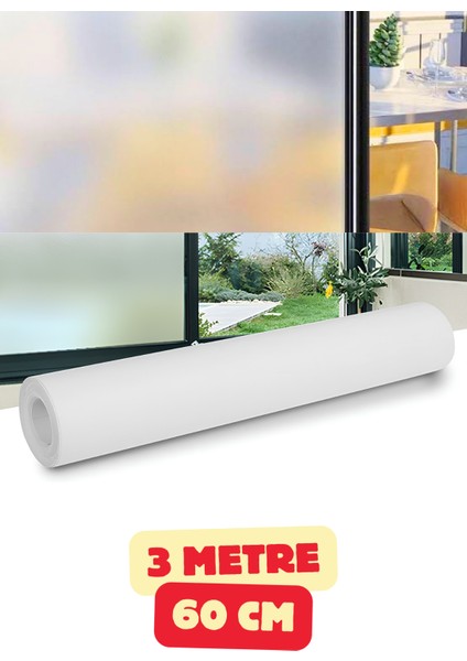3m x 60CM Uv Engelleyici Buzlu Cam Film Kendinden Yapışkanlı Folyo Duşakabin Balkon Cam Filmi